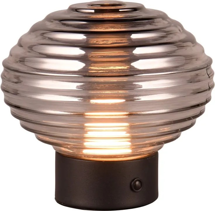 Lampada da tavolo LED dimmerabile nero-grigio con paralume in vetro (altezza 14,5 cm) Earl - Trio
