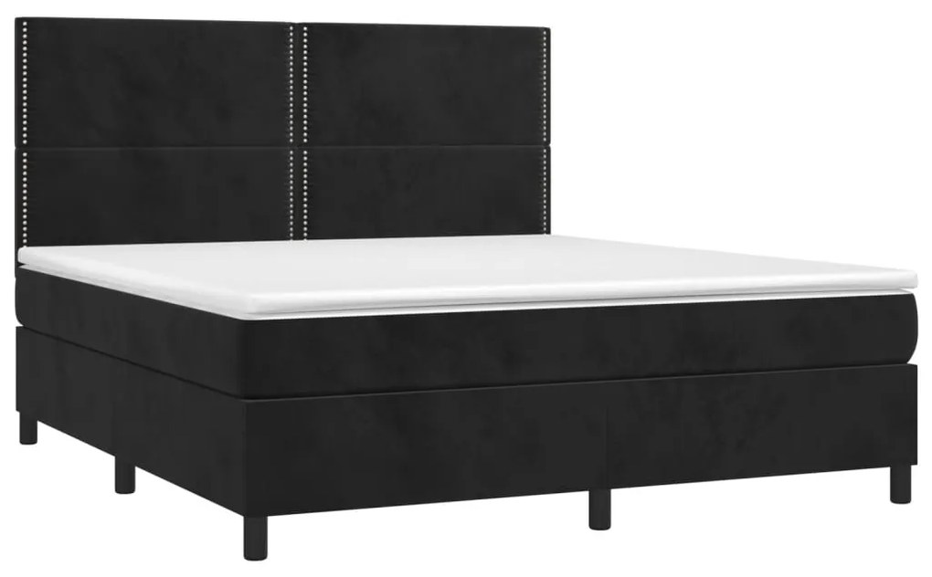 Giroletto a molle con materasso nero 180x200 cm in velluto