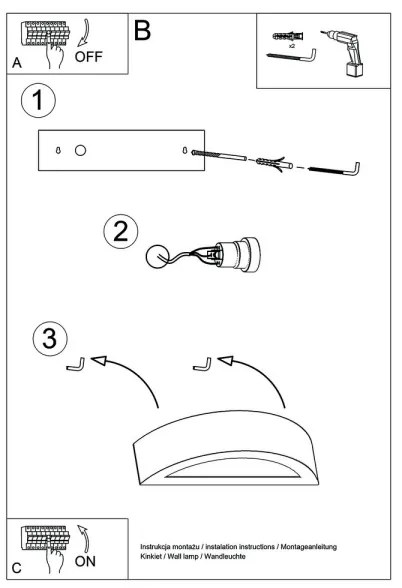 Sollux SL.0001 - Applique ATENA 1xE27/60W/230V 40,5 cm bianco