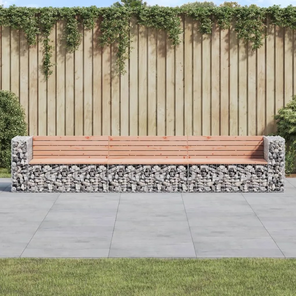 Panca giardino design gabbione 347x71x65,5 cm massello douglas