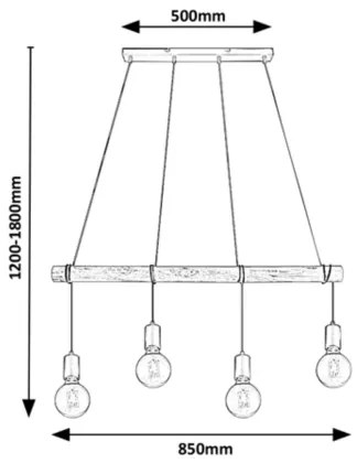 Rabalux 3980 - Lampadario a sospensione con filo PABLO 4xE27/40W/230V