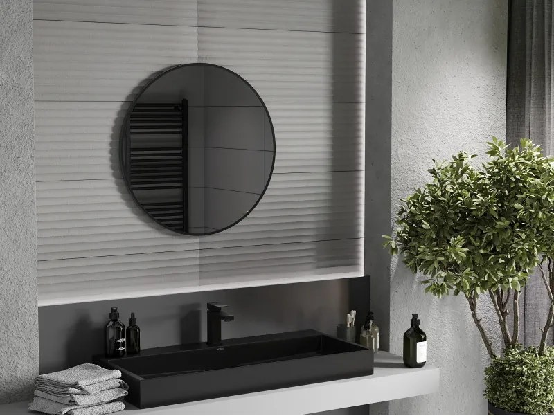 Mexen Loft specchio da bagno rotondo 70 cm, cornice nera - 9850-070-070-000-70