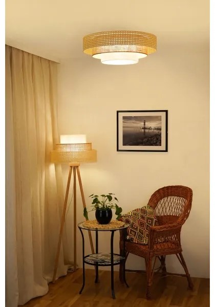 Brilagi - Lampada da terra CEDAR LUNETA 1xE27/15W/230V rattan/marrone/crema