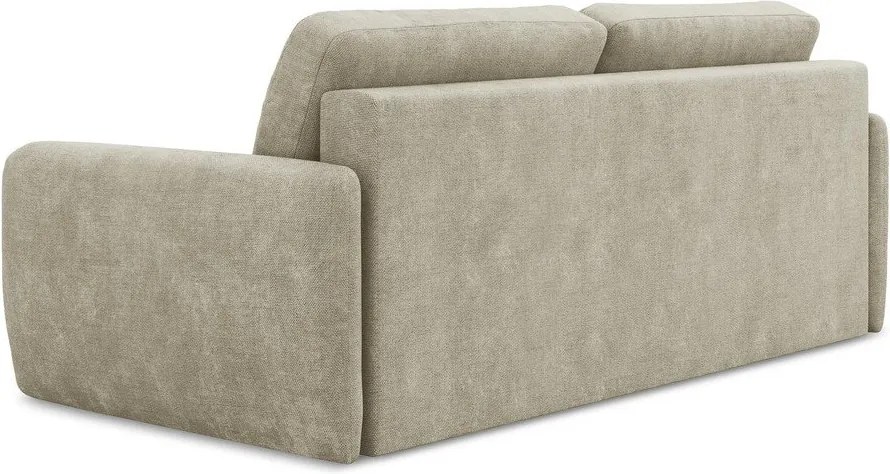 Divano beige allungabile/con contenitore con rivestimento in ciniglia 218 cm Lilo – Makamii