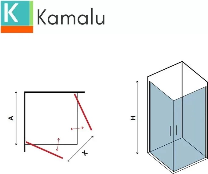 Box doccia angolare 70x80 due ante battenti finitura cromo | KS2800 - KAMALU