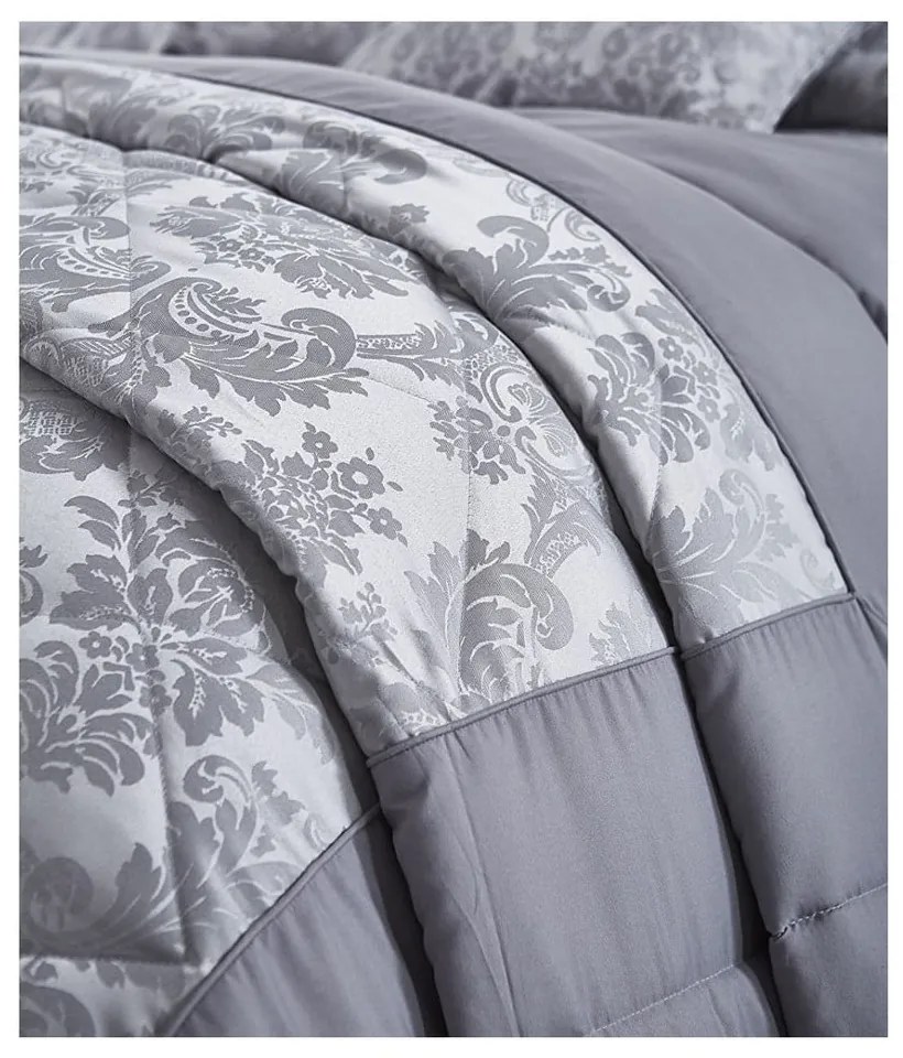 Copriletto grigio trapuntato Jacquard, 240 x 260 cm Damask Jacquard - Catherine Lansfield