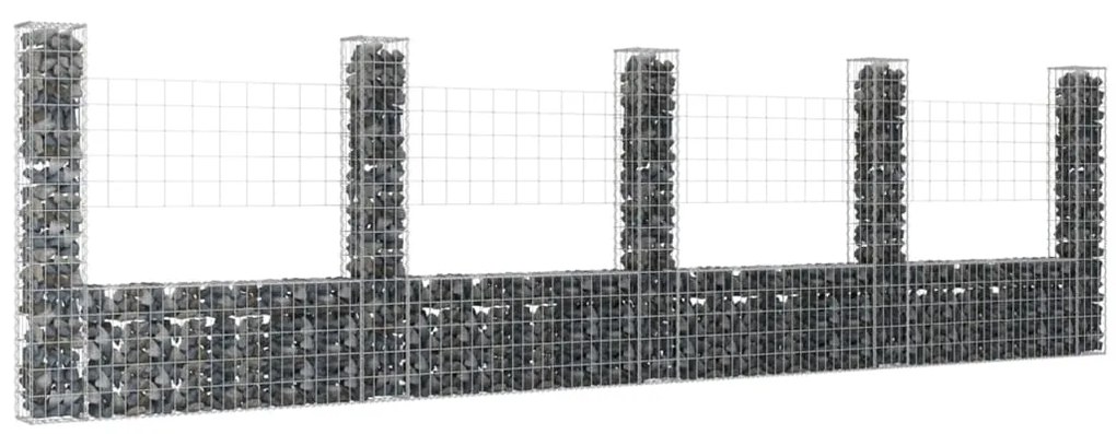 Cesto Gabbione A U Con 5 Pali İn Ferro 500x20x150 Cm /