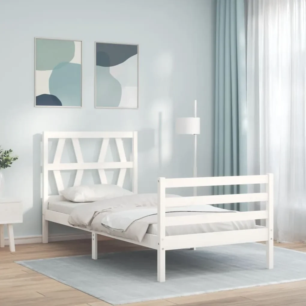 Giroletto con testiera bianco single in legno massello