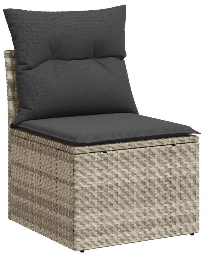 Set divano giardino 10 pz con cuscini grigio chiaro polyrattan