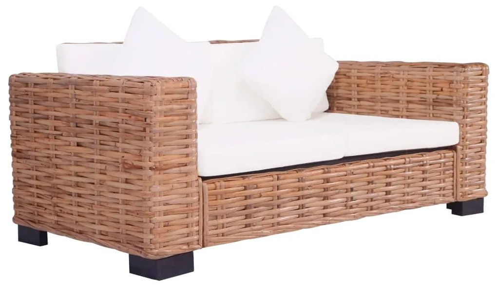 Set di Divani da Giardino con Cuscini 2 pz in Rattan Naturale