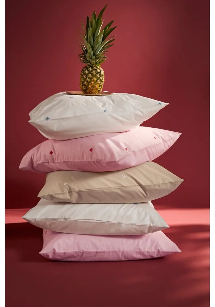 Set copripiumino e federa rosa in percalle di cotone per letto singolo 140x200 cm Daisy – JUNA