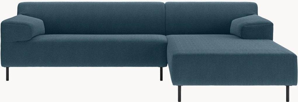 Divano angolare in velluto a coste blu navy/nero freistil180