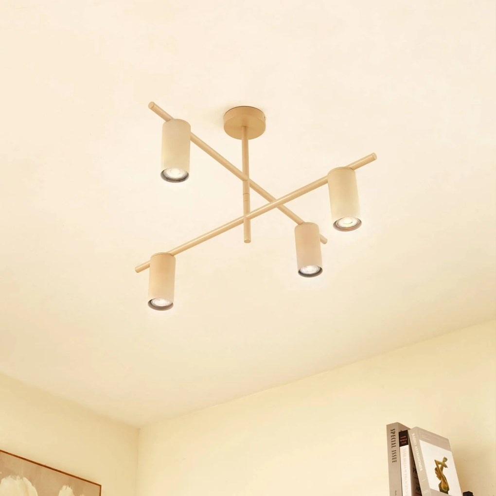 Plafoniera soffitto Marilou Lindby, dimmerabile, Crema / Ambra, Soggiorno / Sala da pranzo, Metallo, Moderno, Plafoniera