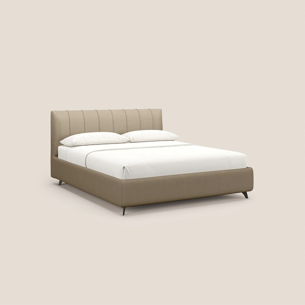 Bogart letto imbottito contenitore completamente sfoderabile in microfibra smacchiabile T11 tortora
