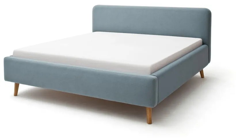 Letto matrimoniale imbottito blu/grigio 160x200 cm Mattis - Meise Möbel