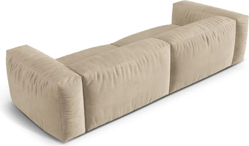 Divano componibile beige con rivestimento in velluto 320 cm Martina – Micadoni