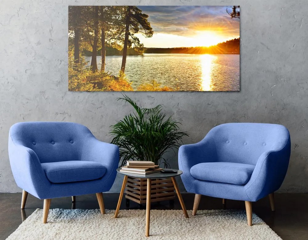Stampa su tela – Tramonto sul lago