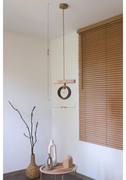 Duolla - Lampadario sospeso su cavo IRONLINE 1xE27/15W/230V pino rovere/beige