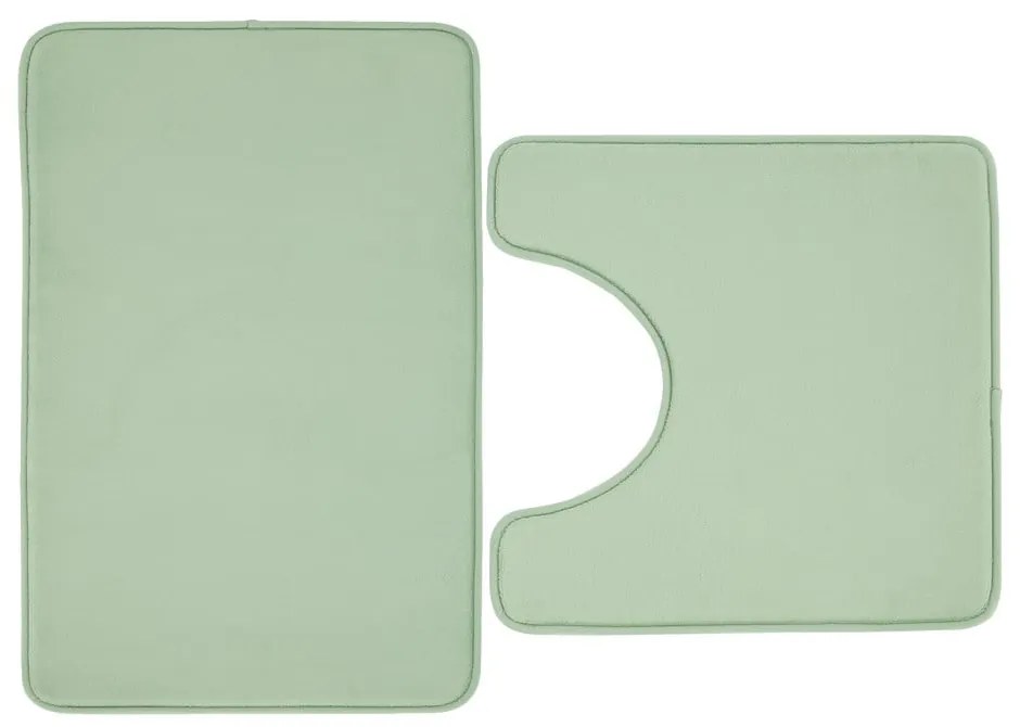 Set di tappetini per il bagno verde chiaro in memory foam 2 pz per WC 50x80 cm Anti-Bacterial – Catherine Lansfield