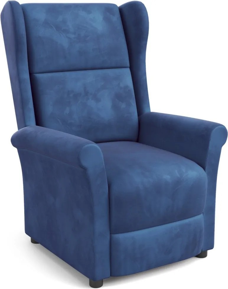 Poltrona reclinabile Agustin 2 in velluto blu navy - H107 cm