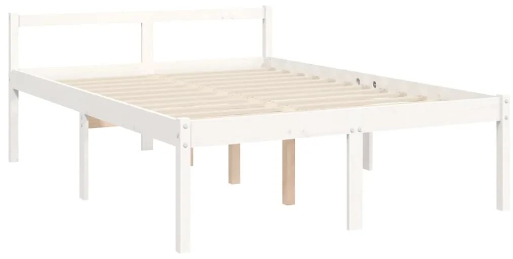 Letto per Anziani con Testiera Bianco 140x190 cm Legno Massello