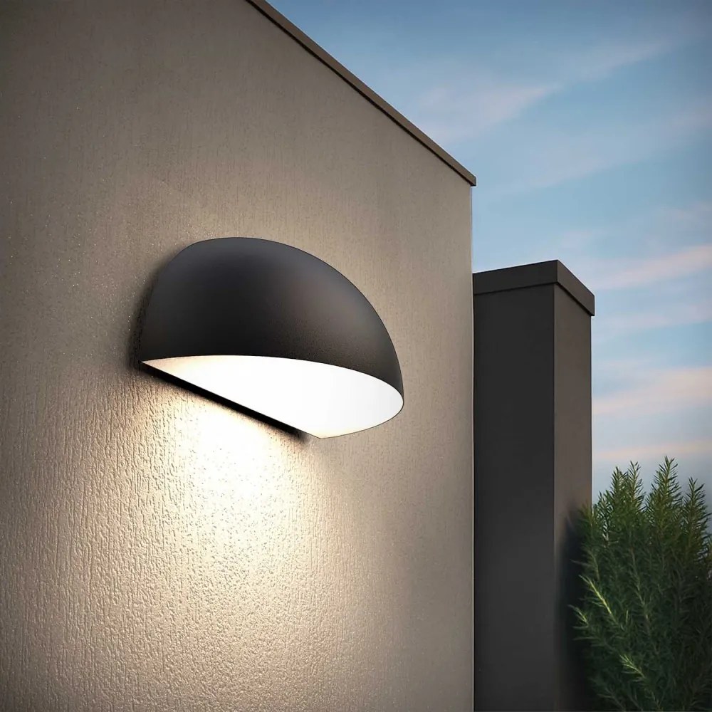 Applique Curva Monodirezionale con base E27, IP54 Nera - Serie BRINA Base E27