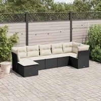 Set Divani da Giardino con Cuscini 7pz Nero Polyrattan 3217966