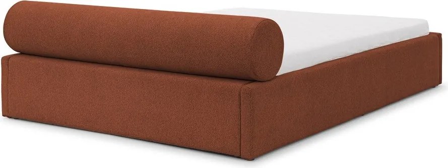 Letto matrimoniale imbottito color terracotta con contenitore con rete inclusa 180x200 cm Cille – Ropez