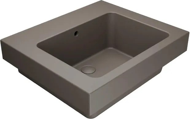 Lavabo a incasso e d'appoggio rettangolare vasca centrale Alaqua L 60 x H 25 x P 21 cm in ceramica marrone opaco