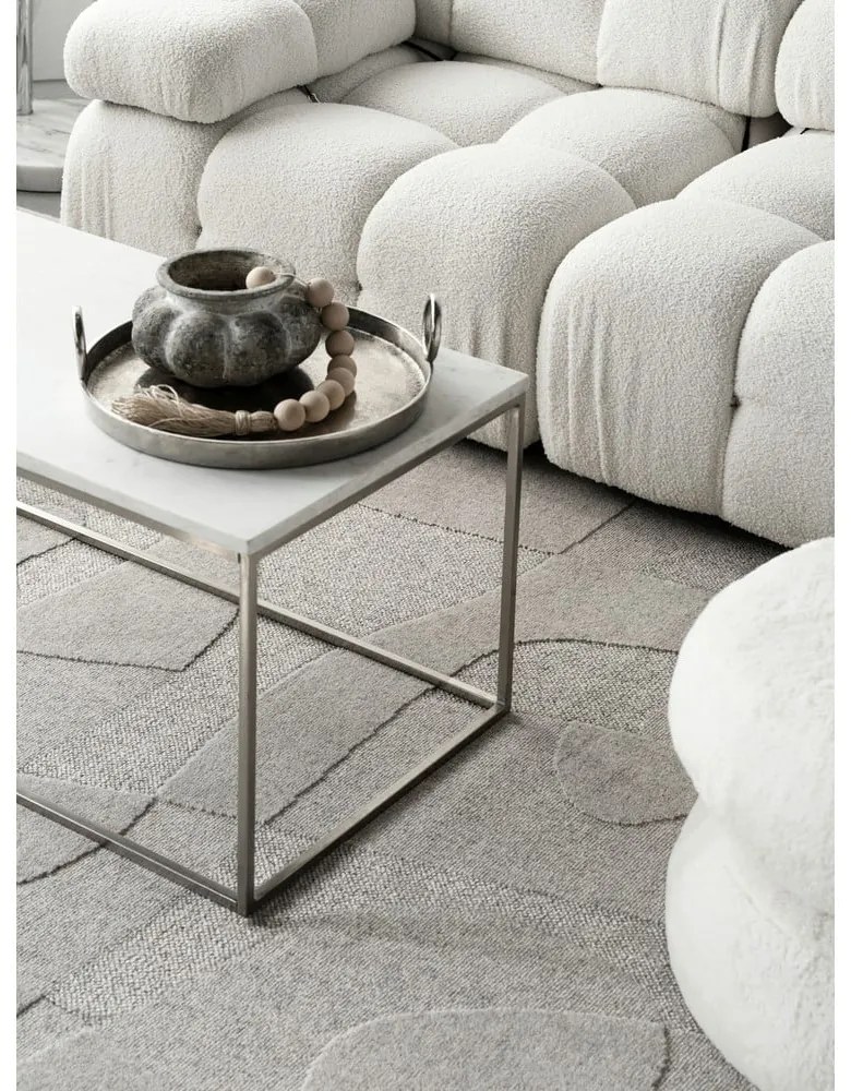 Tappeto in lana grigio chiaro 160x230 cm Morphic Botanica - Agnella