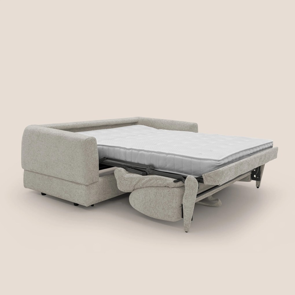 Happy Divano letto matrimoniale con materasso h18 cm in tessuto impermeabile T10 panna