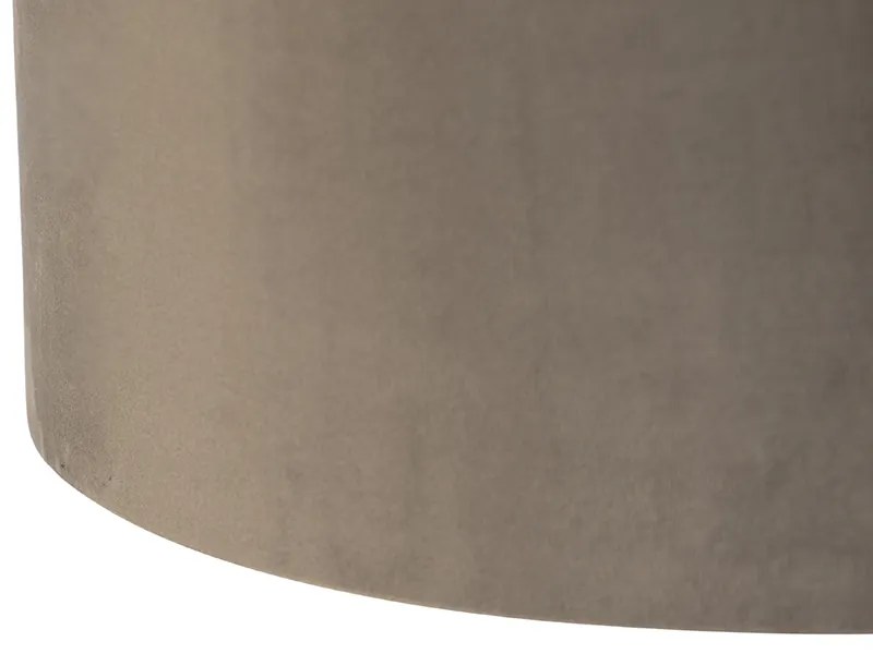 Lampada a sospensione nera con paralumi in velluto color tortora con oro 35 cm 2 luci - Blitz