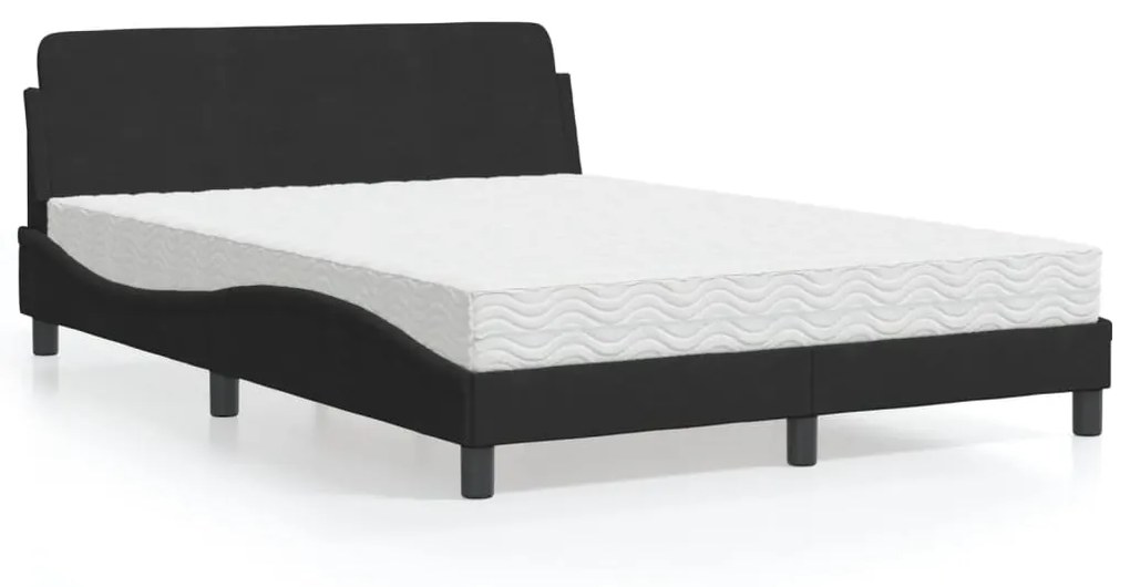 Letto Con Materasso Nero 140x190 Cm İn Velluto /