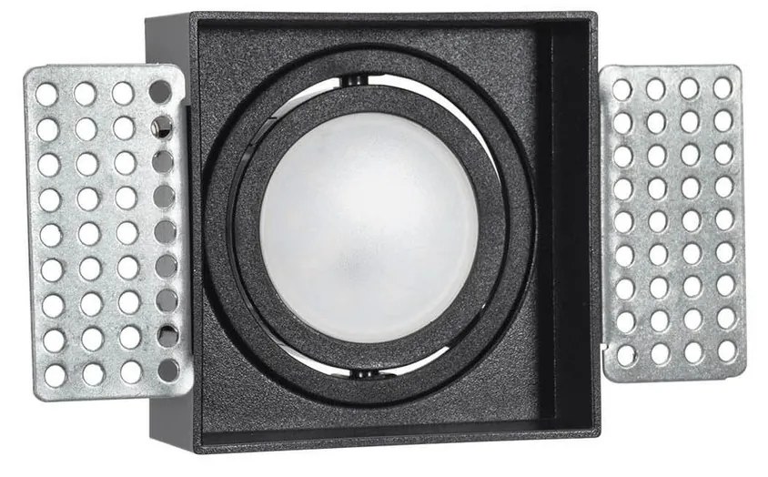 Portafaretto da Incasso GU10 Quadrato Orientabile 80x80mm - Nero