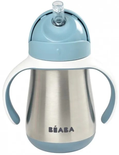 Beaba - Tazza termoisolante con cannuccia 250 ml blu