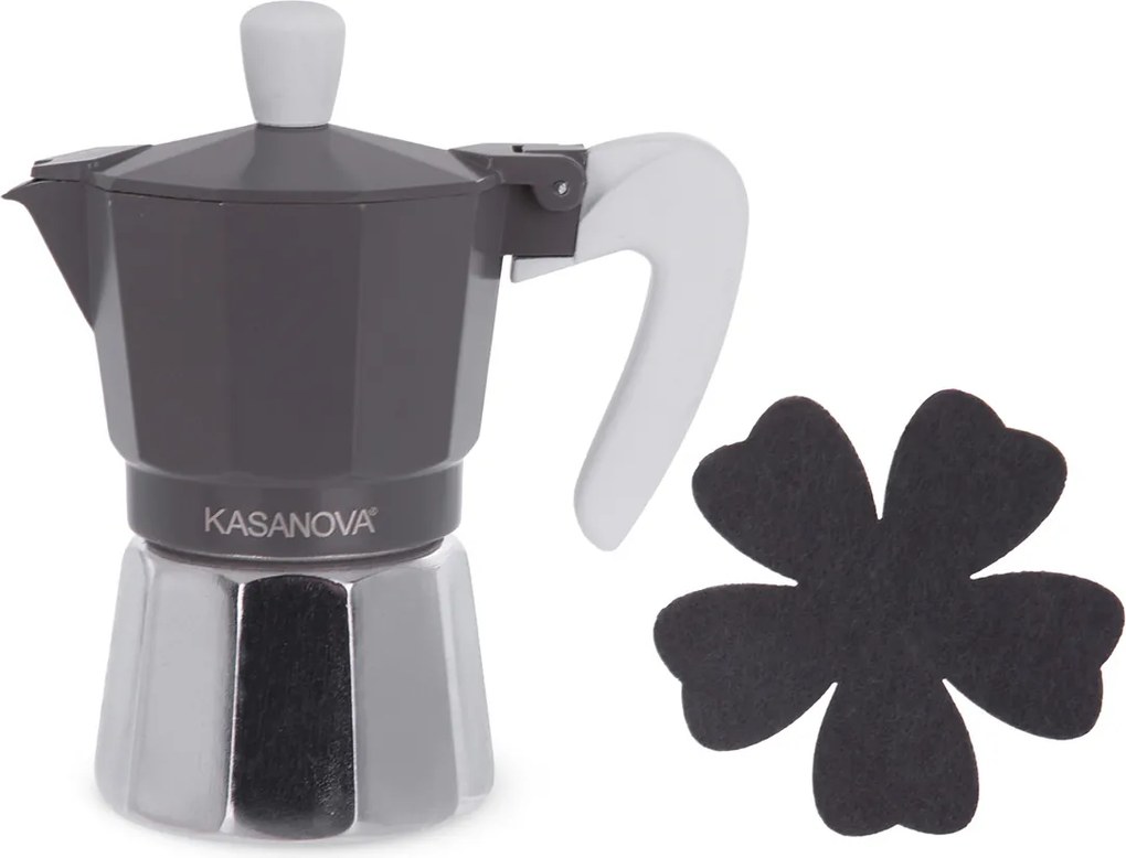 Caffettiera 2 tazze grigio con sotto moka