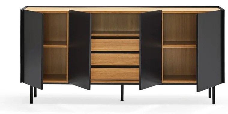 Cassettiera bassa nera effetto rovere 165x78 cm Arista - Teulat