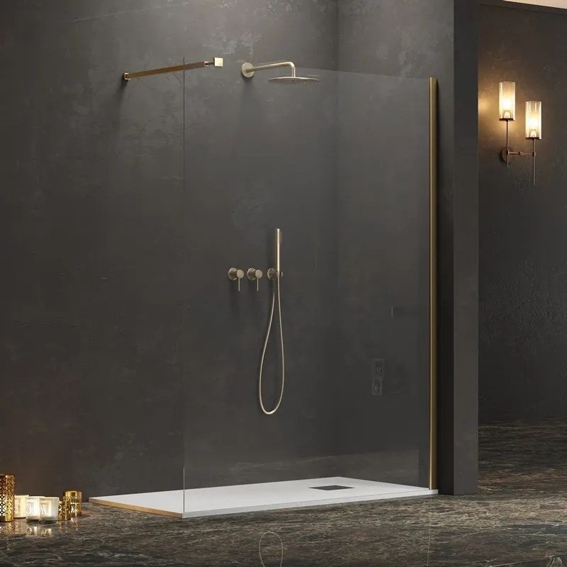 Kamalu - Walkin doccia 100 cm con profilo finitura oro spazzolato | KW-100G