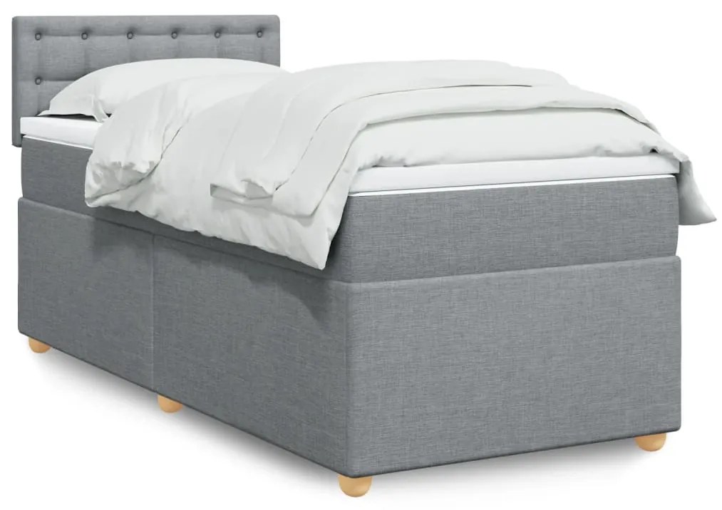Giroletto A Molle Con Materasso Grigio Chiaro 80x200 Cm Tessuto /