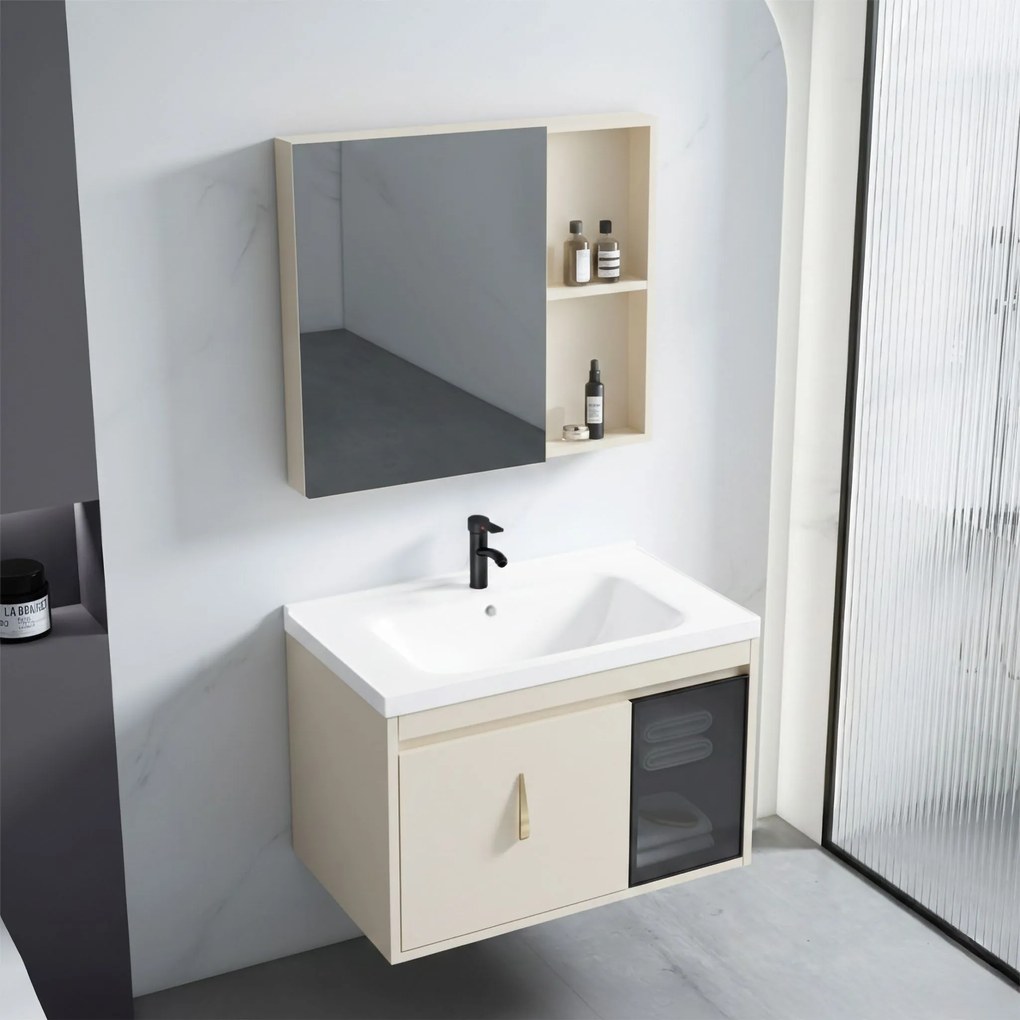 Set di mobili da bagno con lavabo Paris 60cm Beige