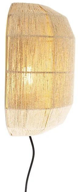 Applique da parete orientale nera con corda in juta - Riki