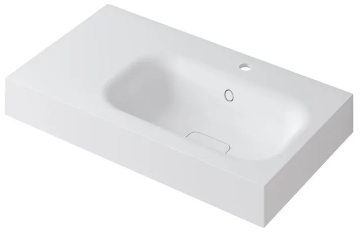 Lavabo a incasso rettangolare vasca a destra L 80.5 x H 15 x P 46 cm in resina bianco opaco