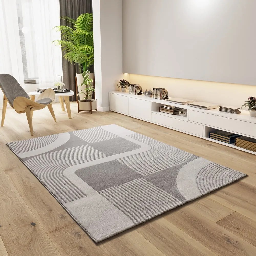 Tappeto grigio chiaro/avorio 200x290 cm Flora – Universal