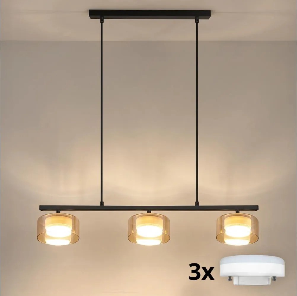 Brilagi - LED Lampada a sospensione con cavo AURA LUX 3xGX53/30W/230V nero/oro