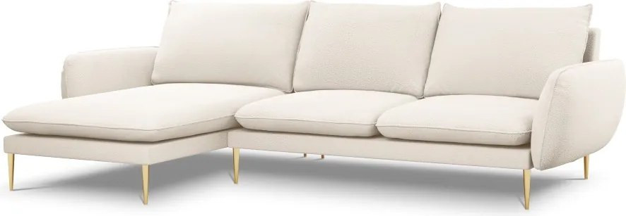 Divano angolare Vienna a 5 posti in bouclé con gambe oro - L255cm