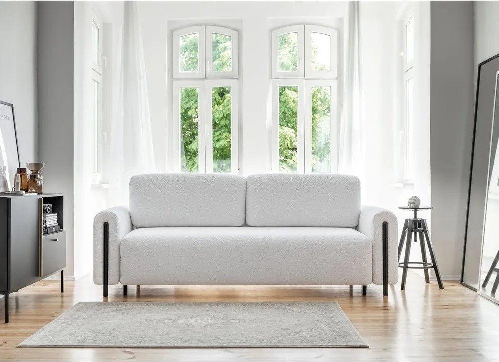 Divano grigio allungabile/con contenitore e rivestimento in bouclé 244 cm Arcadova – ELTAP