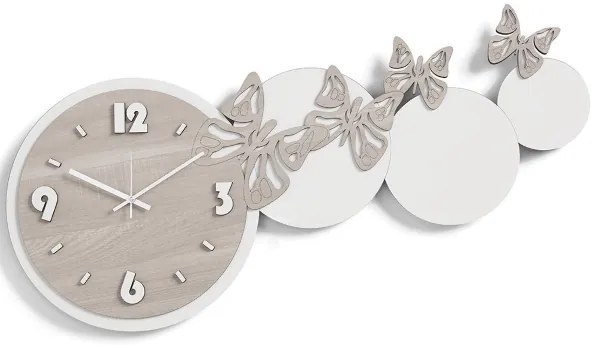 Orologio da parete legno laminato moderno 80x40 BRC - FARFALLE 2