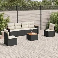 Set Divani da Giardino con Cuscini 7pz Nero Polyrattan 3225867