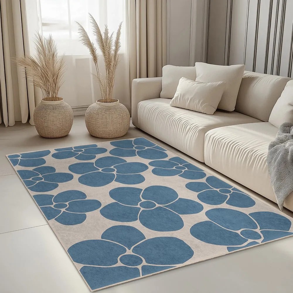 Tappeto blu lavabile 60x100 cm Blue Meadow – Mila Home