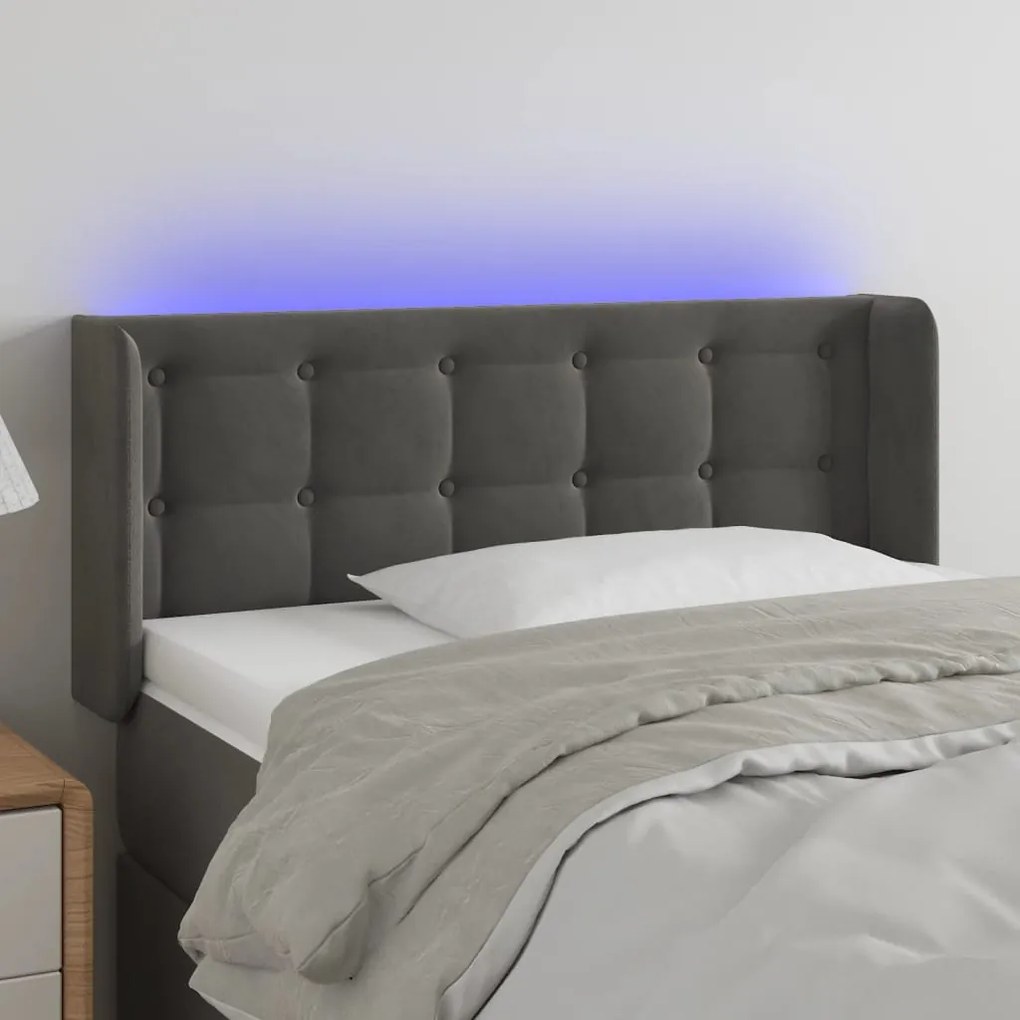 Testiera A Led Grigio Scuro 83x16x78/88 Cm İn Velluto /